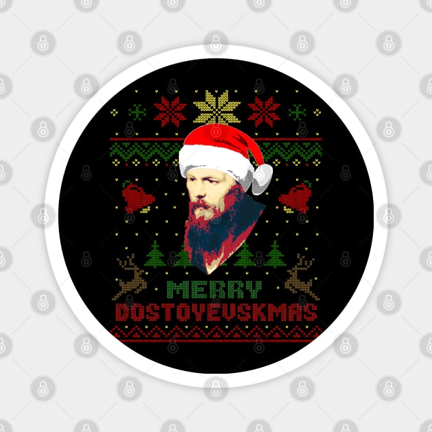 Fyodor Dostoevsky Funny Christmas Magnet by Nerd_art